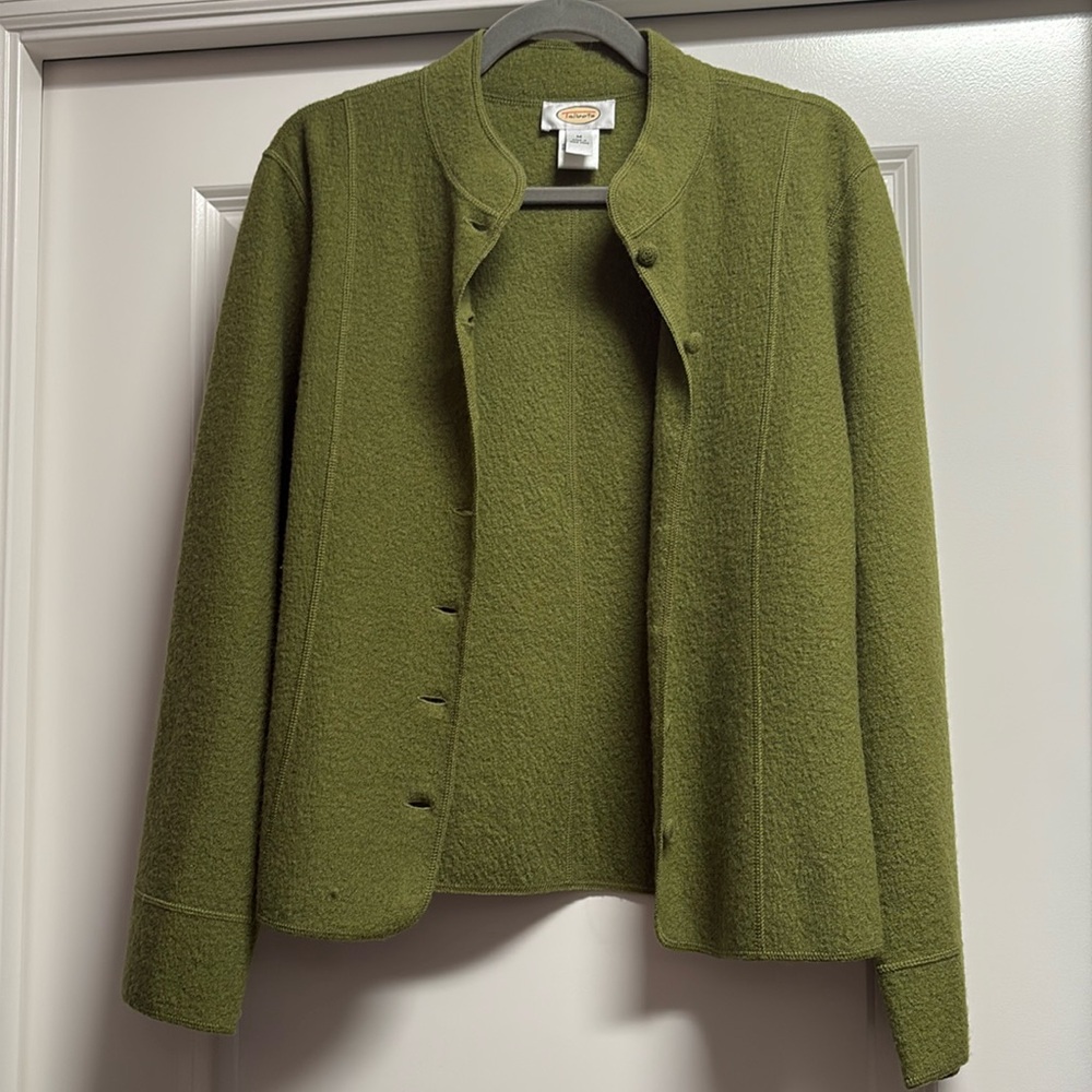 Talbots women medium green wool jacket
